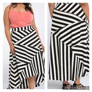Torrid Striped Asymmetrical Hi Low Skirt